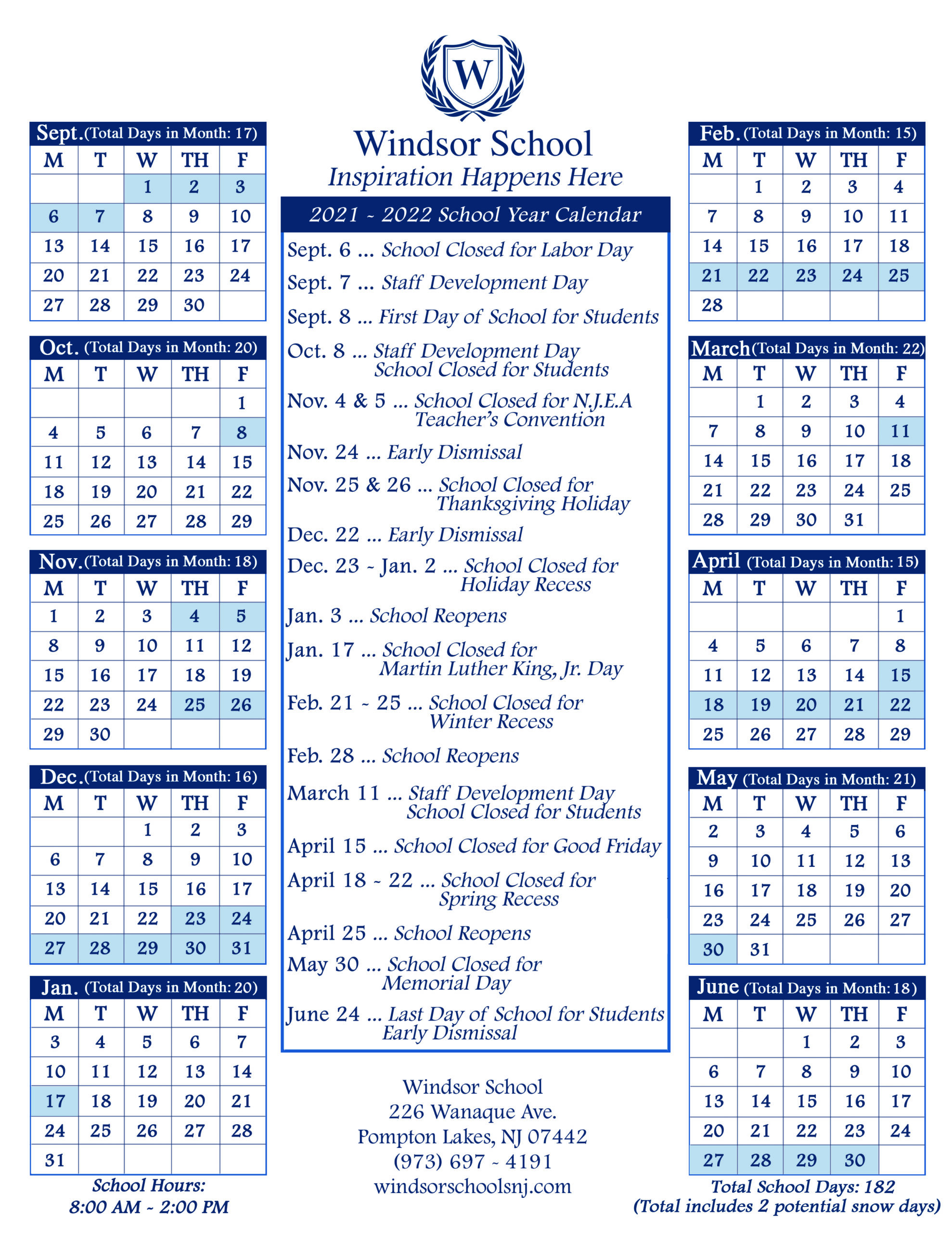 School Calendars - Windsor Schools
