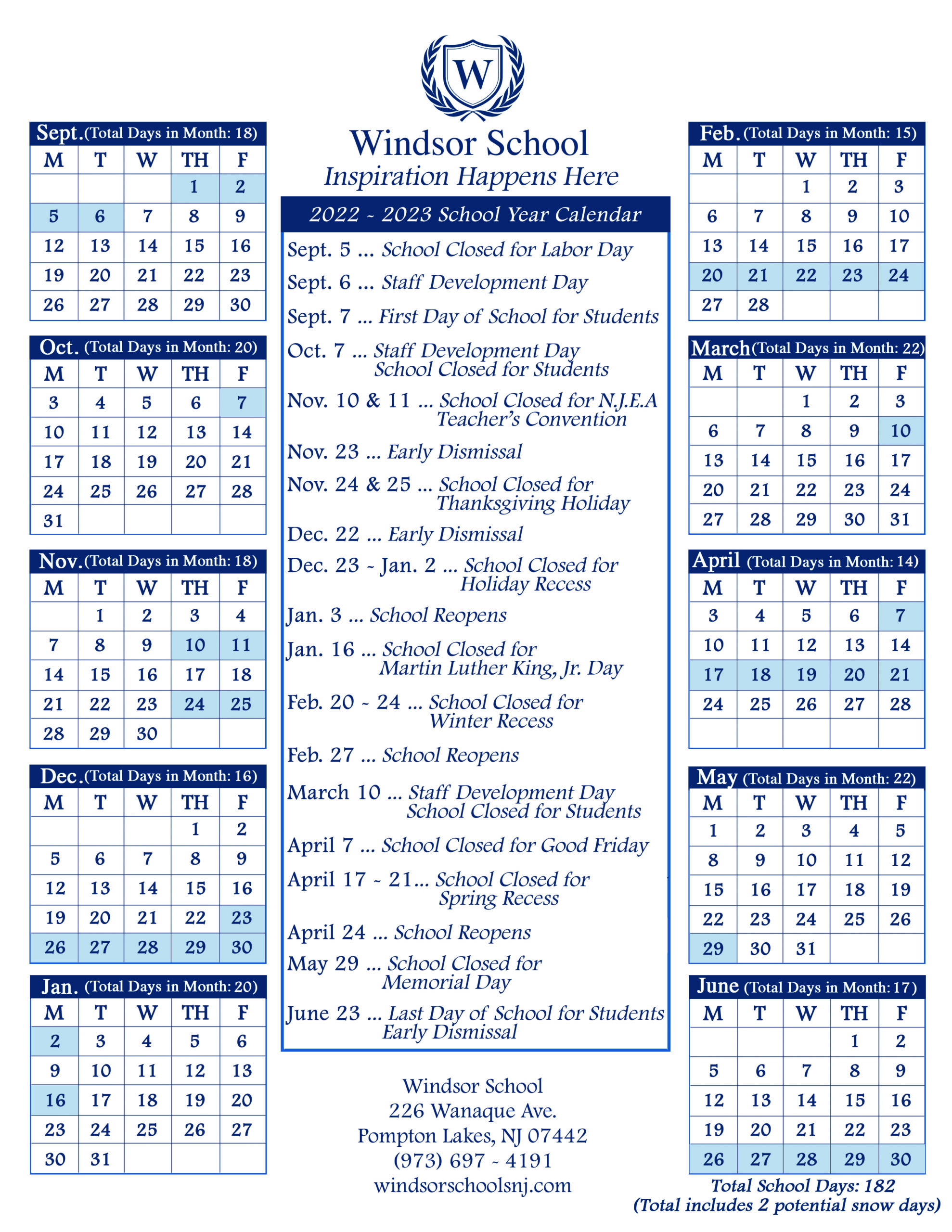 Tcnj Calendar 2022 2023 School Calendars - Windsor Schools